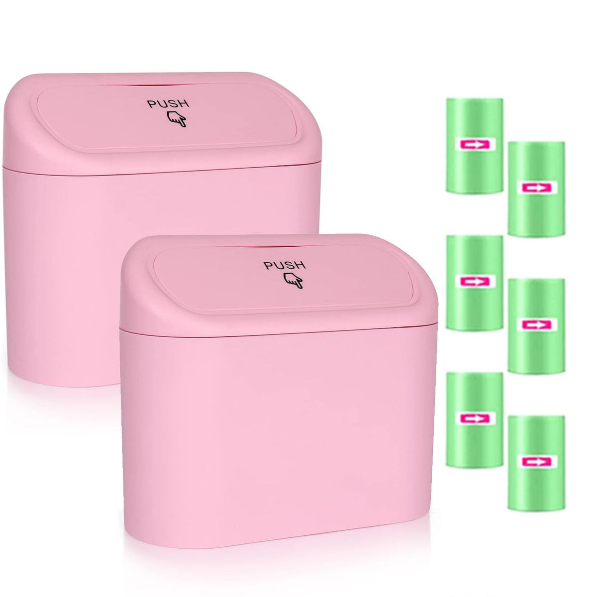Einesin Car Trash Can, Mini Car Organizer Bin with Lid and 40pcs Trash Bags, Small Garbage Can for Storage and Organization Car Accessories, Capacity 1.4L
