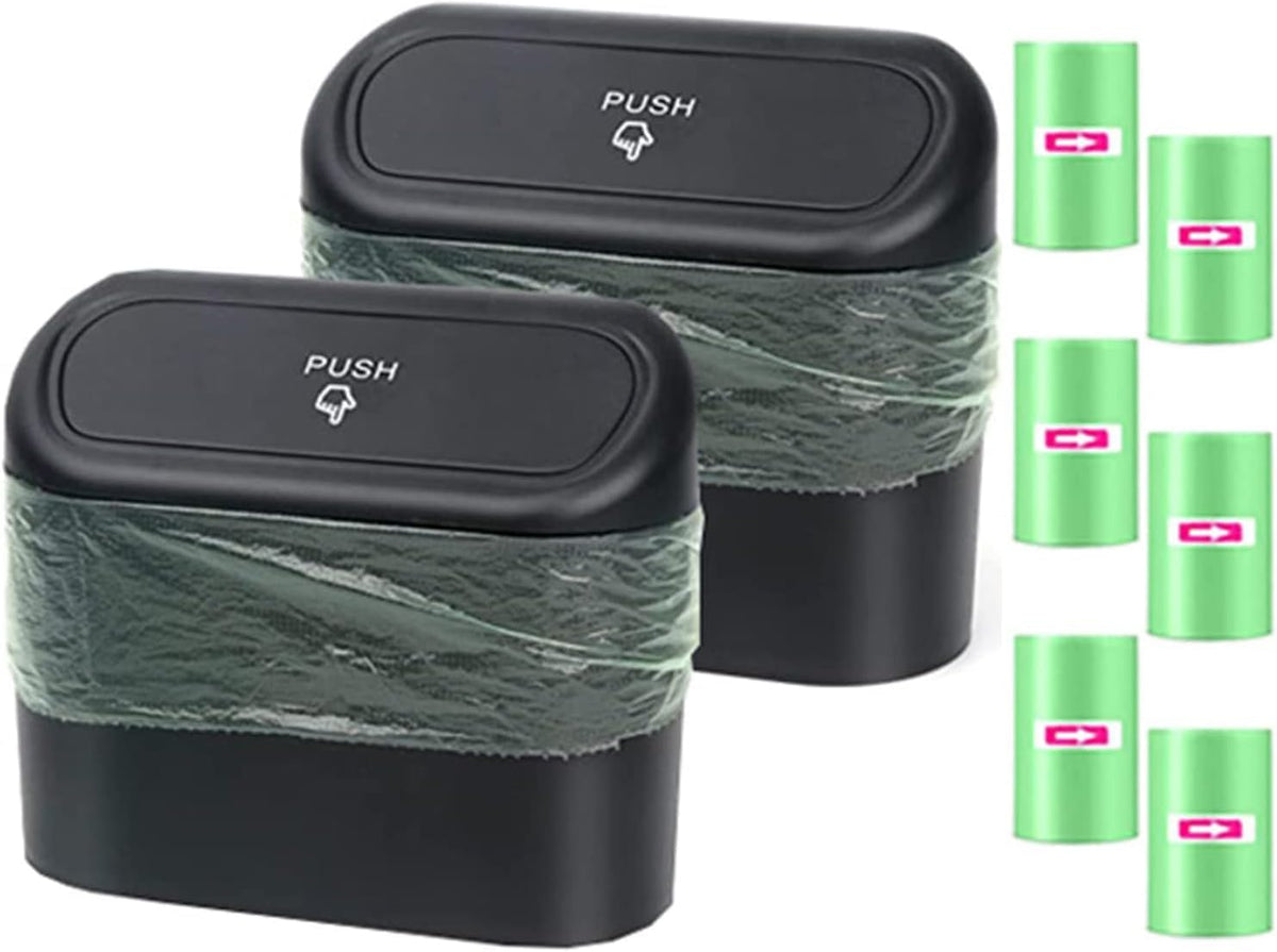 Einesin Car Trash Can, Mini Car Organizer Bin with Lid and 40pcs Trash Bags, Small Garbage Can for Storage and Organization Car Accessories, Capacity 1.4L