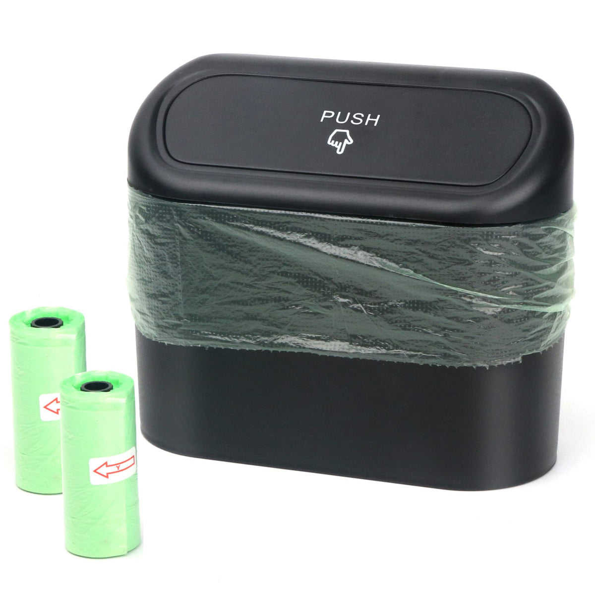 Einesin Car Trash Can, Mini Car Organizer Bin with Lid and 40pcs Trash Bags, Small Garbage Can for Storage and Organization Car Accessories, Capacity 1.4L