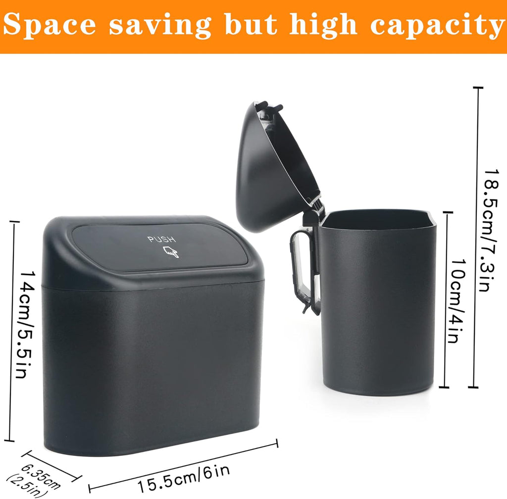 Einesin Car Trash Can, Mini Car Organizer Bin with Lid and 40pcs Trash Bags, Small Garbage Can for Storage and Organization Car Accessories, Capacity 1.4L