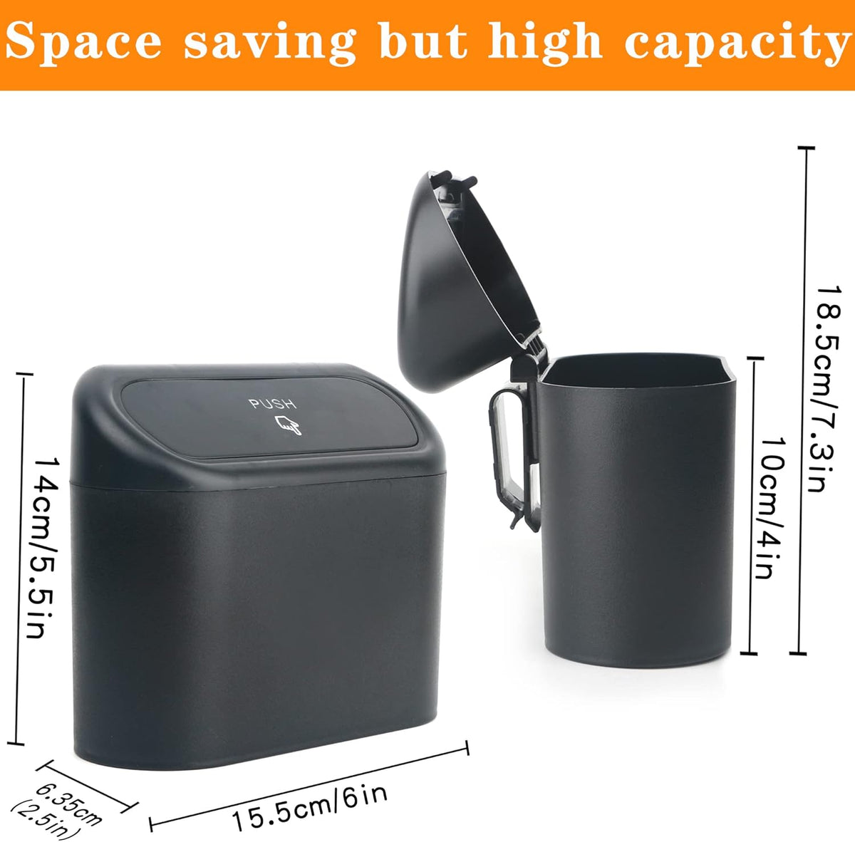 Einesin Car Trash Can, Mini Car Organizer Bin with Lid and 40pcs Trash Bags, Small Garbage Can for Storage and Organization Car Accessories, Capacity 1.4L