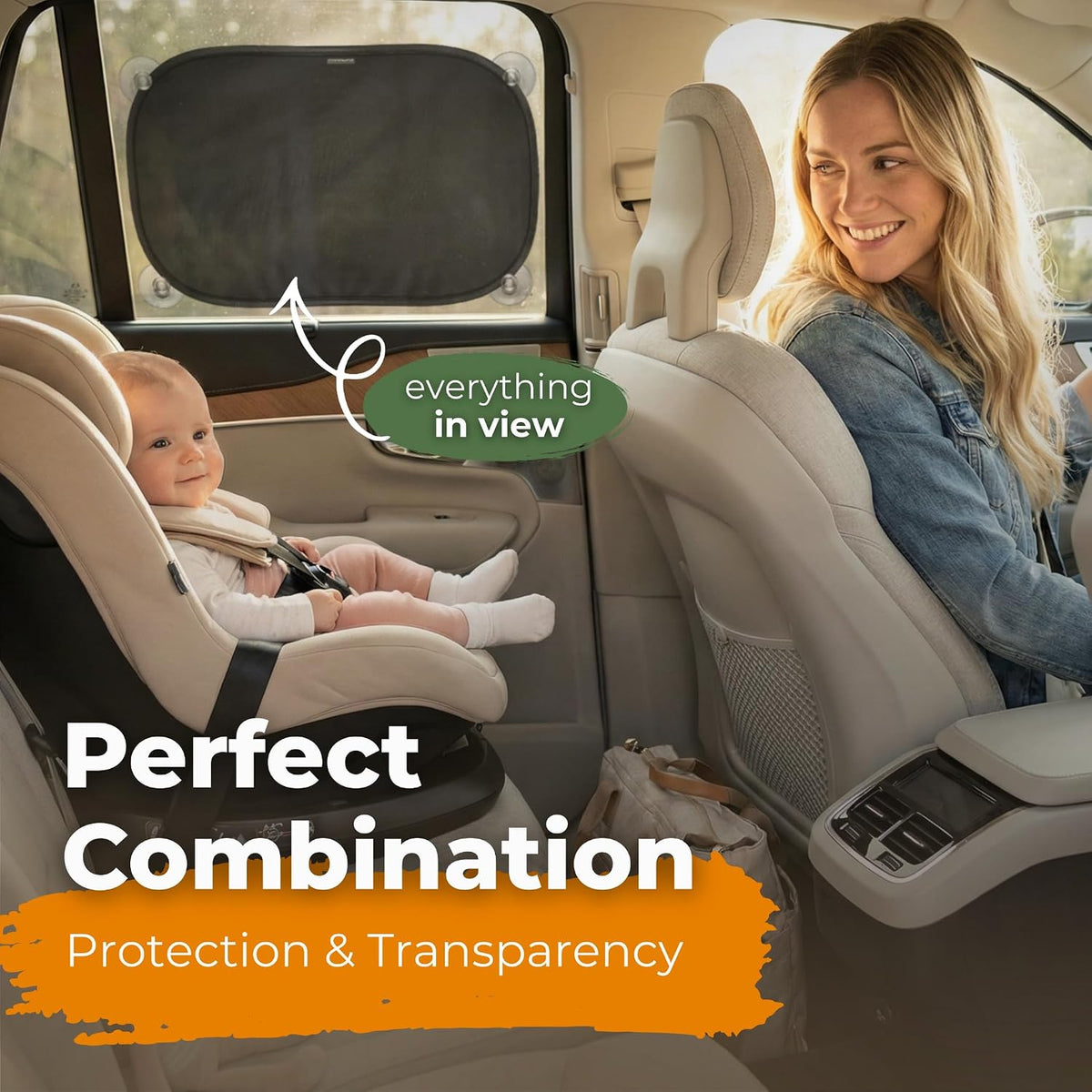 Car Window Shades for Baby with Certified UV Protection - Optimal Darkness with Suction Cups in Universal Size 51 x 31 cm - Black Design - Pack of 2